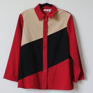 90's Alia Colour Block Shoulder Padded Button Down Size 14/XL